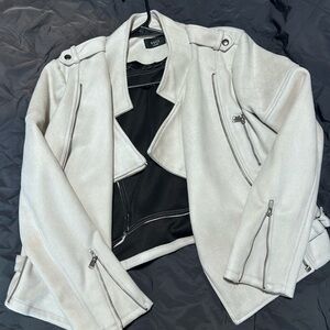 Vici Light Gray Faux Leather Jacket